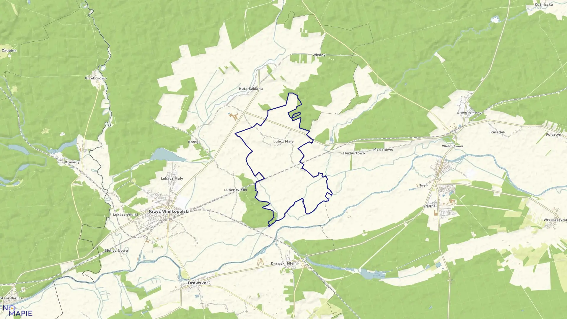 Mapa obrębu LUBCZ MAŁY w gminie Krzyż Wielkopolski