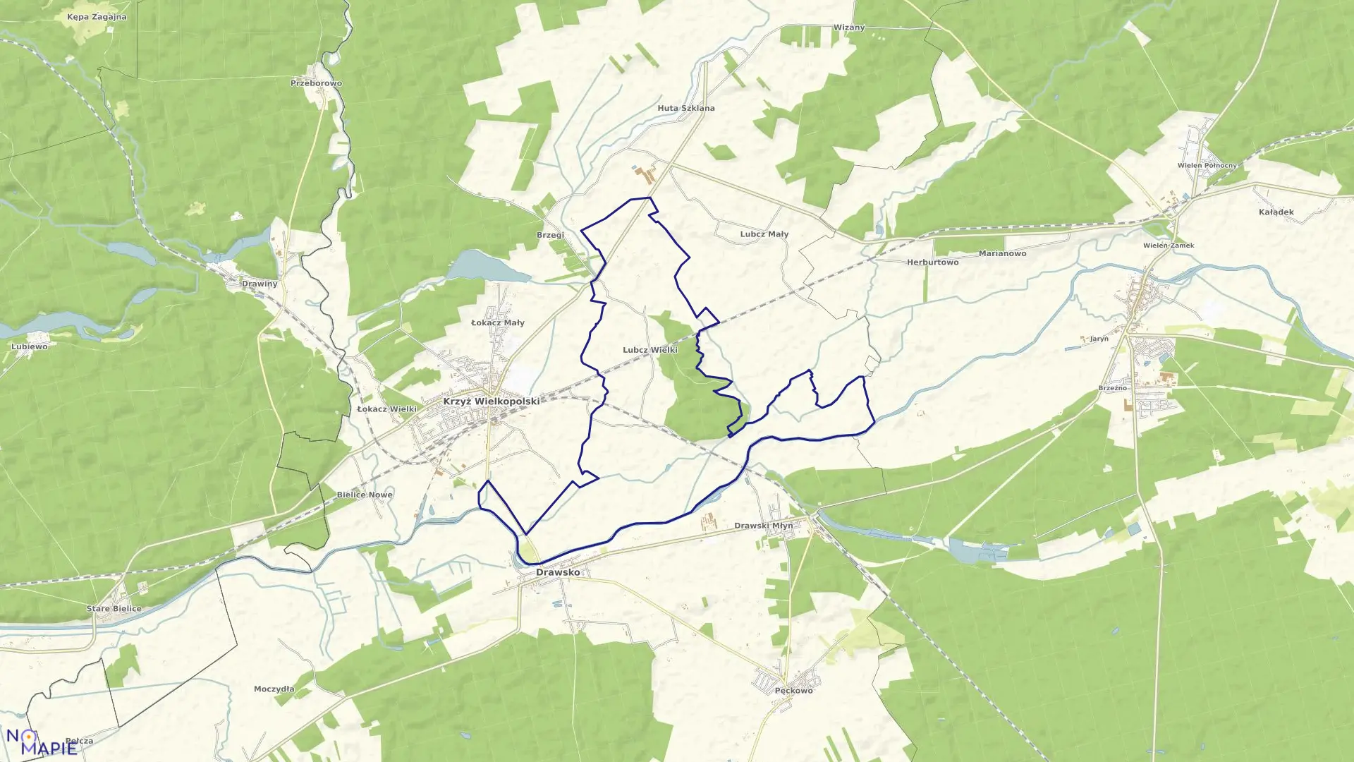 Mapa obrębu LUBCZ WIELKI w gminie Krzyż Wielkopolski