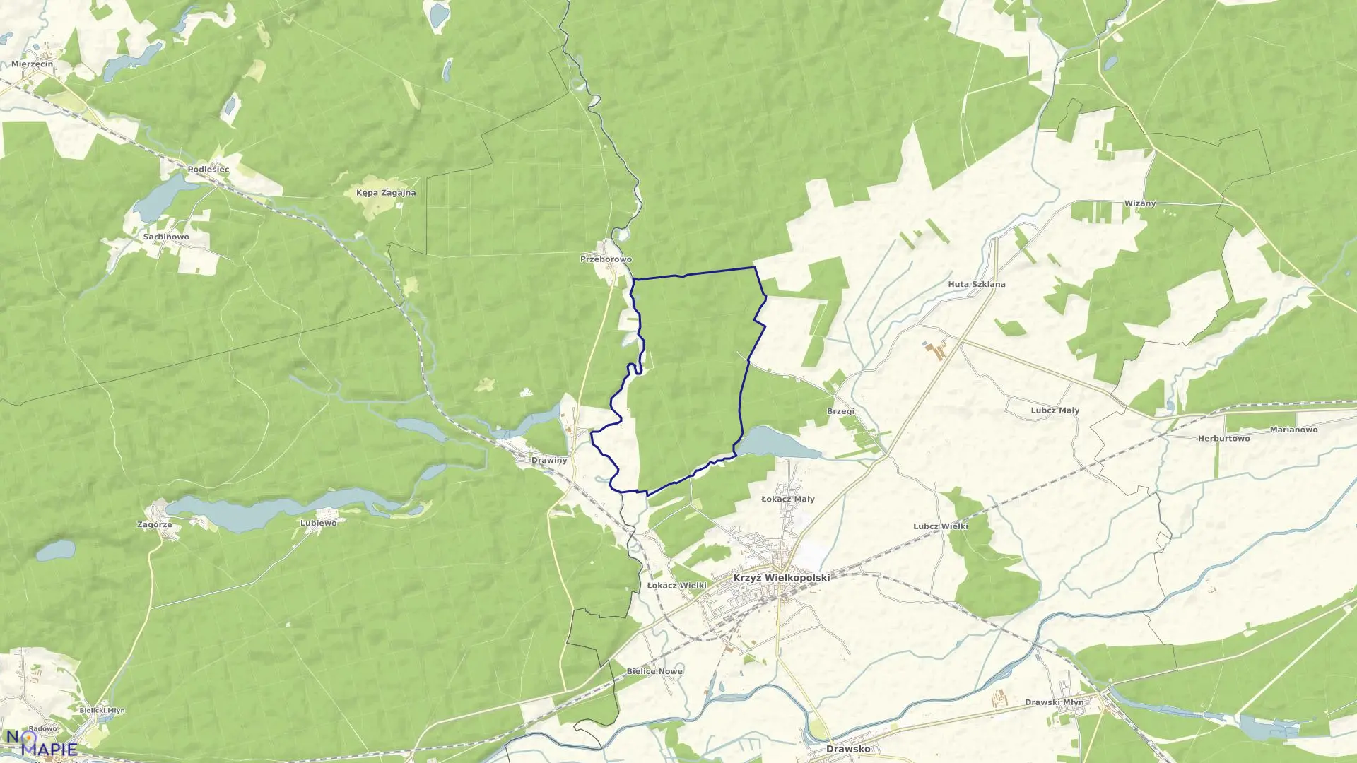 Mapa obrębu STEFANOWO w gminie Krzyż Wielkopolski