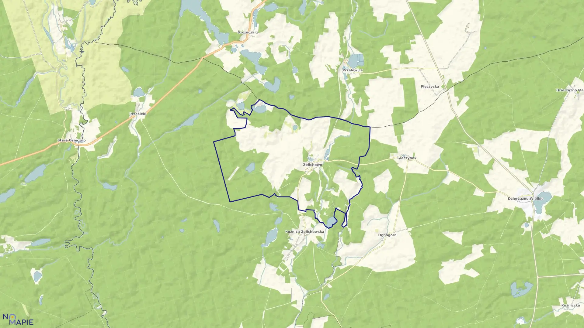 Mapa obrębu ŻELICHOWO w gminie Krzyż Wielkopolski